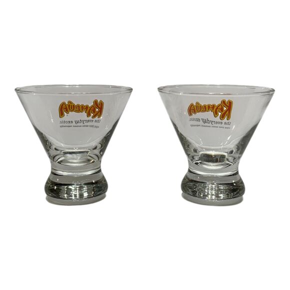 Set of 2 Kahlua Liqueur 6 oz Cocktail Glasses "The Everyday Exotic" 3-3/4" Tall - Picture 4 of 12